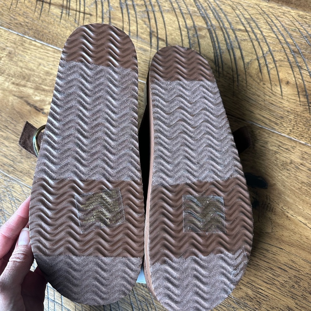 American Eagle Outfitters Brown Suede Slide Clogs with Buckle - Picture 3 of 4